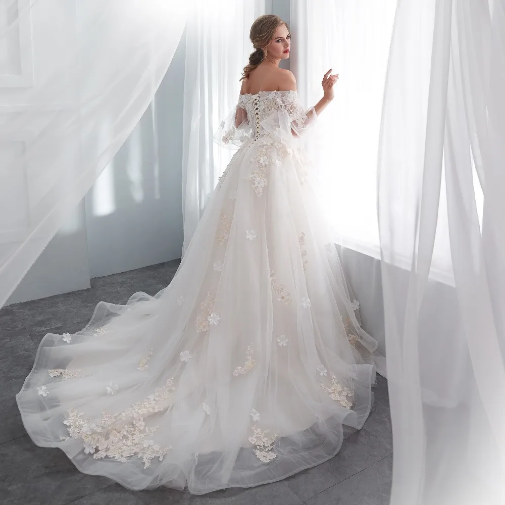 Vivian's Bridal 2018 летнее Милое Свадебное платье принцессы с расклешенными рукавами и