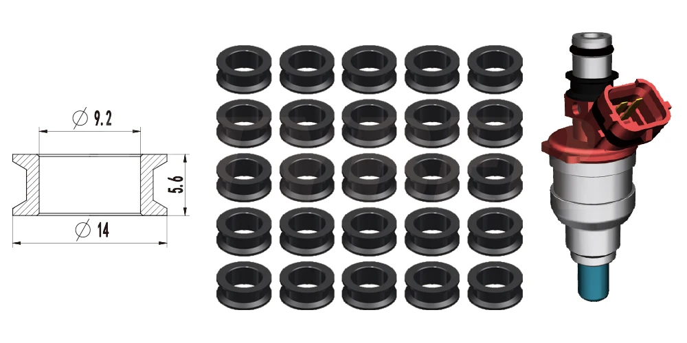 5.200PCS-Fuel-Injector-23250-50010-23250-74030--Rubber-Seal-22004-For-Mitsubishi-Mirage-Plymouth-Colt-Vista-LEXUS-LS400