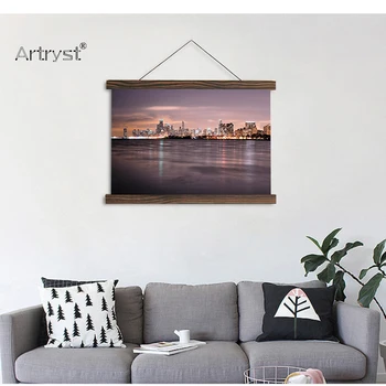 

HD Print scroll paintings art chicago skyline landscape photography printed on canvas painting home decoration free shipping