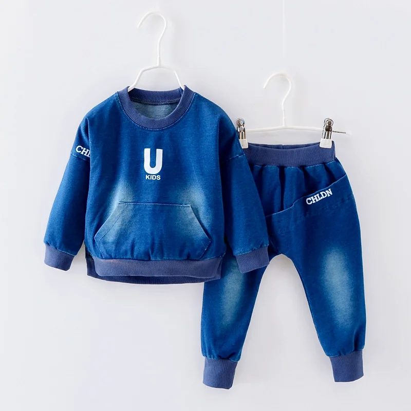BibiCola baby boy spring autumn clothing set newborn baby jeans sport