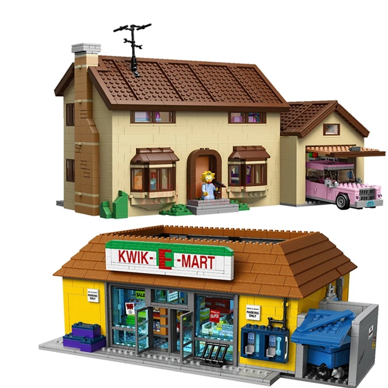 LP 16004 Симпсоны KWIK E MART + 16005 Симпсон семейная модель строительные блоки для детей