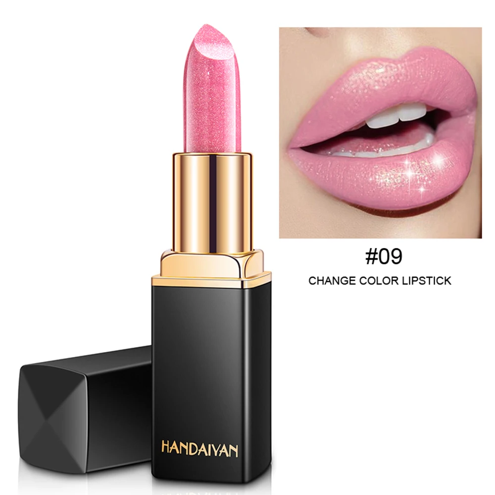 HANDAIYAN 1PC 3D Diamond Sparkling Matte Lipstick Waterproof Long Lasting Pigment Pink Mermaid Shimmer Glitter Lipstick TSLM2 - Цвет: 09