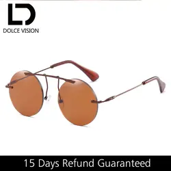 Dolce vision круглые Винтажные Солнцезащитные очки Для женщин без оправы зеркальные очки солнцезащитные очки в стиле ретро женские очки дизайн
