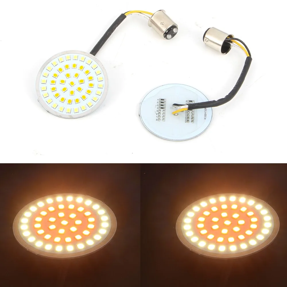 

Motorcycle 2" Bullet Style White/Amber LED Turn Signal Indicator Inserts Light for Harley Touring Sportster Glide Dyna