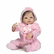 New 57cm real full body silicone reborn baby dolls newborn girl fiber hair toy children Gift bebe bonecas