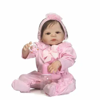 

New 57cm real full body silicone reborn baby dolls newborn girl fiber hair toy children Gift bebe bonecas