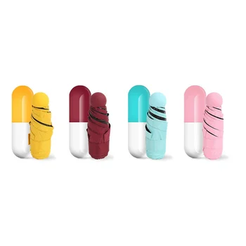 

Super Mini Capsule Umbrella Rain Woman Clear Pocket Anti-UV Umbrella Windproof 5-Folding Umbrellas Tool