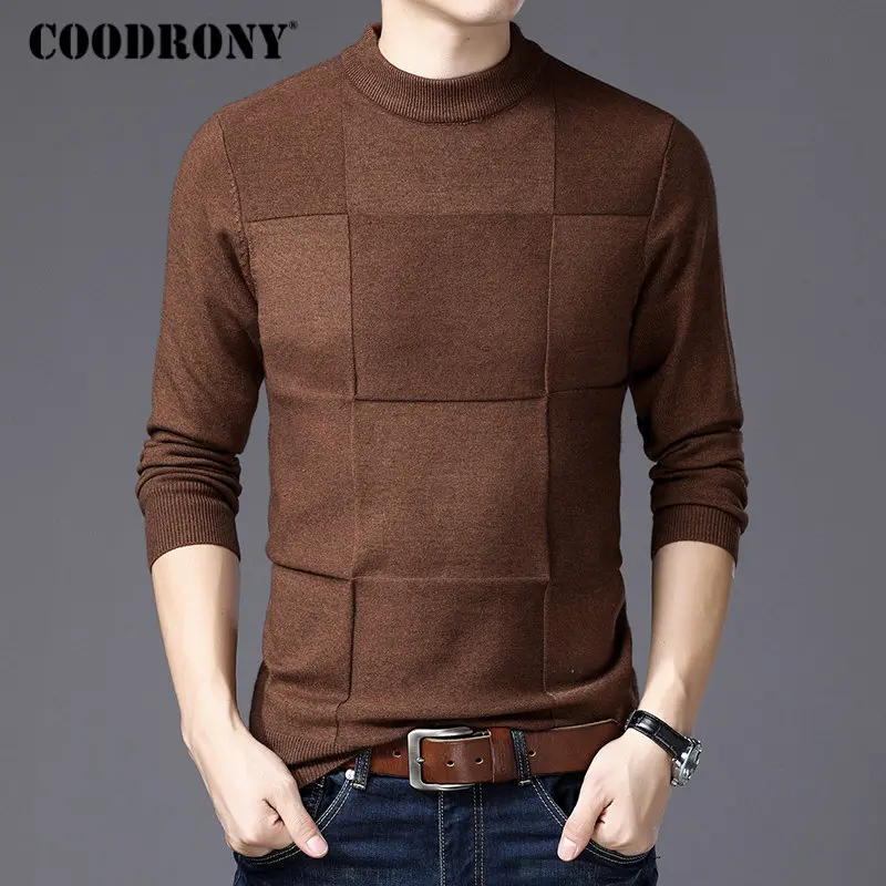 COODRONY رجل البلوزات 2018 الشتاء عيد الميلاد سترة الرجال السترة الرجال الكشمير الياقة المدورة سحب أوم الملابس جيرسي هومبر H007