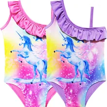 DHL FedEx новые летние детские для девочек с единорогом пони цельный купальник детские пляжные шорты, одежда с мультяшными рисунками От 3 до 10 лет