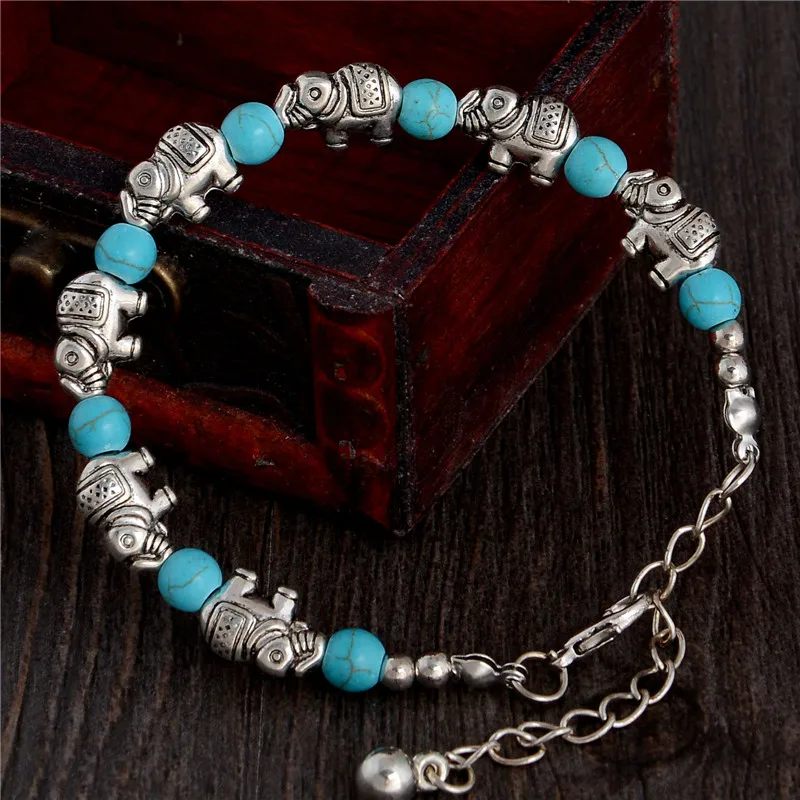 

SHUANGR Fashion Bohemia Stylish Shiny Elephant Shape Resin Beads Charm Bracelet Handmade Accessories Fashion Jewelry
