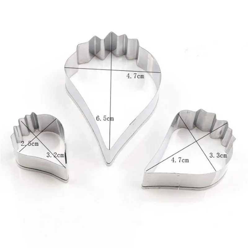 3Pc Stainless Steel Mold Flower Cake Cutter Set NEW Petal Fandant Parrot Tulip