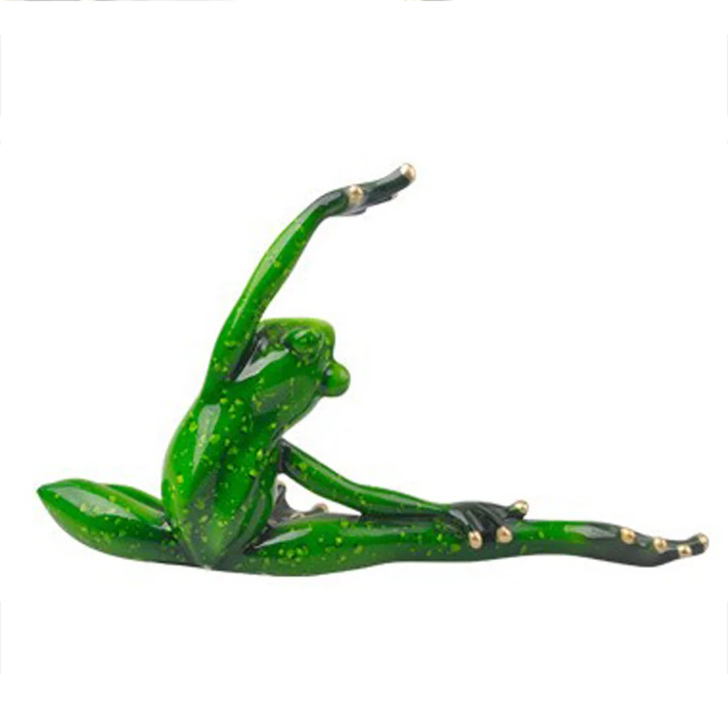 2pcs Resin 3D Yoga Frog Figurines Miniatures Ornament Statute Car Dashboard Decorations Figurines Miniature Handcraft