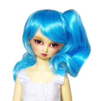 

[wamami] 97# Blue Wavy Long Wig With Clamp For 1/4 MSD AOD DOD BJD Dollfie 7"-8"