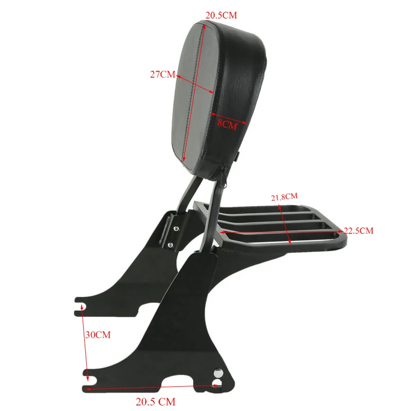 Sissy Bar For Harley Sportster Backrest w Luggage Rack Back Rest Pad 883 1200 48 72 2004-2019 2008 2012 2016 2019  (1)
