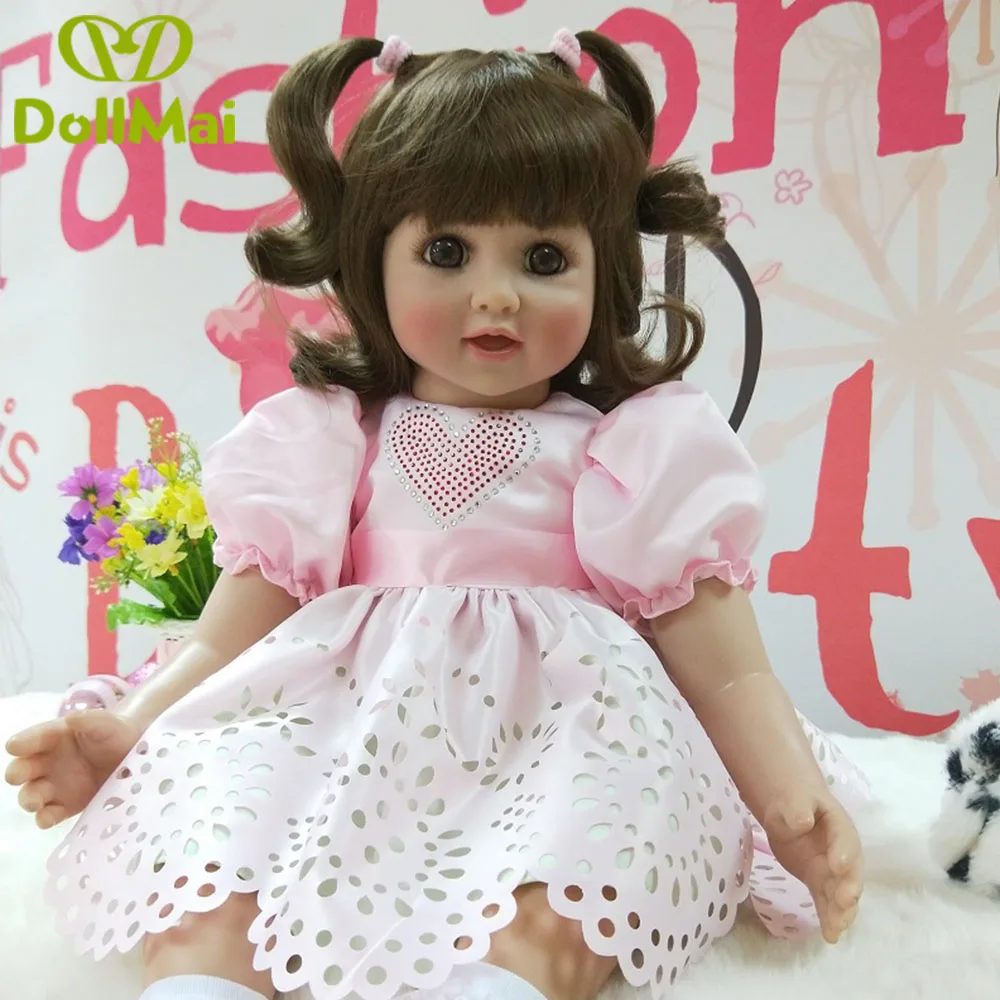 

23" 58 cm girl doll reborn soft silicone reborn babies brown eyes fashion children gift dolls toys bebes bonecas menina