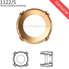 С украшением в виде кристаллов от Swarovski 1122/S хрустального кабошона Rivoli с Стандартный установка(4 отверстия для шитья) из томпак для 1122 круглые Rivoli камень