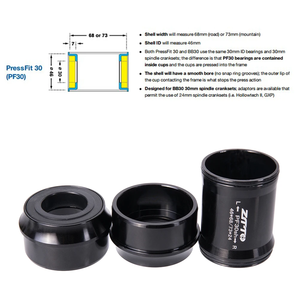 Ztto PF30sh PF30 24 محول دراجة الصحافة مناسبا الأقواس السفلية ل mtb الطريق دراجة أجزاء 24 ملليمتر prowheel crankset chainset