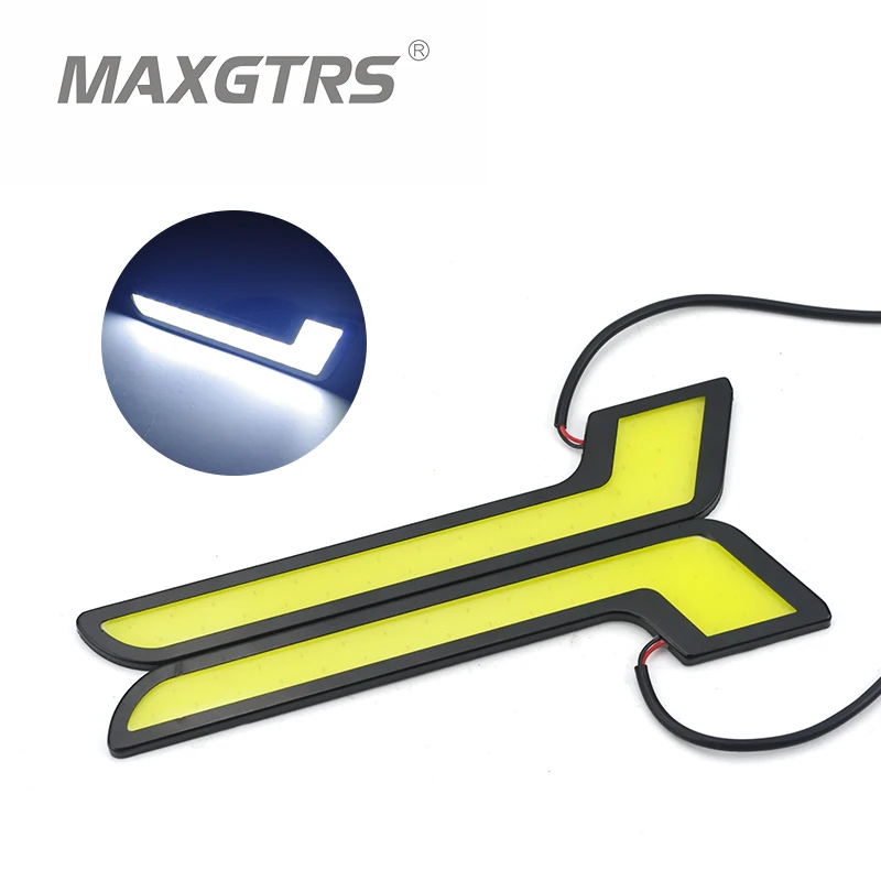 

2 Pcs/Lot New Led DRL L Shape 12V Xenon White LED COB Car Auto LED DRL Driving Daytime Running Lamp LED Fog Front Light