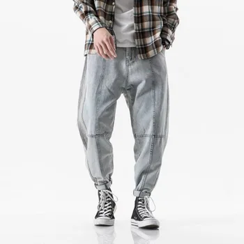 

New Jeans Men Fashion Washed Solid Color Casual Torn Denim Pants Man Streetwear Hip Hop Loose Straight Tide Brand Trousers Male