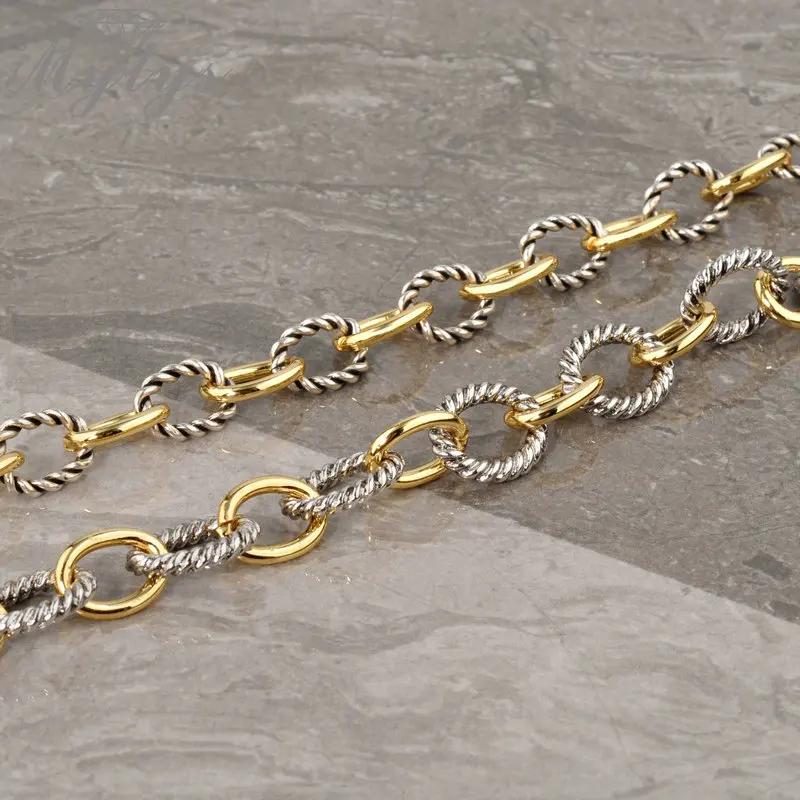 Mytys, золотые, серебряные, Микс, круглые звенья, цепочка, браслет, ручная скручивающаяся застежка, модное ювелирное изделие для женщин,, подарок B1148 B1149