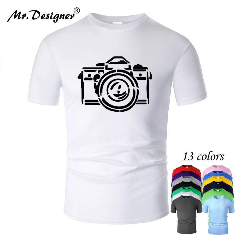 

Camera Line Art Cotton T Shirt Men Unisex Simple Style Summer Short Sleeve Cool Printed Casual Women Top Tees New Fashion m01001