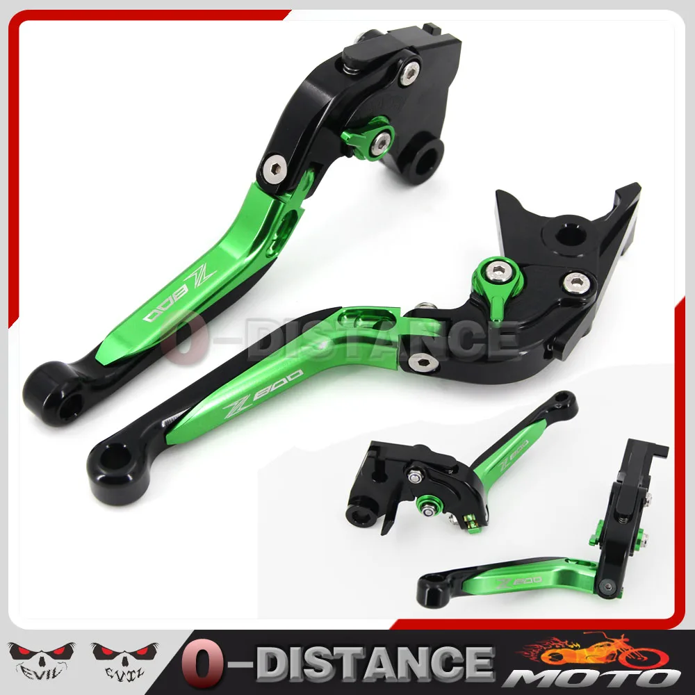 

CNC Adjustable Folding Extendable Brake Clutch Levers For KAWASAKI Z800/E version 2013-2016 Green+Black