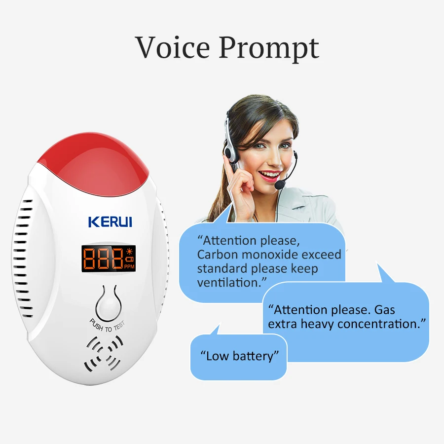 KERUI LED digital display CO detector voice strobe home security safety CO gas carbon alarm detector Alarm Battery KR-CD17 KERUI LED digital display CO detector voice strobe home security safety CO gas carbon alarm detector Alarm Battery KR-CD17