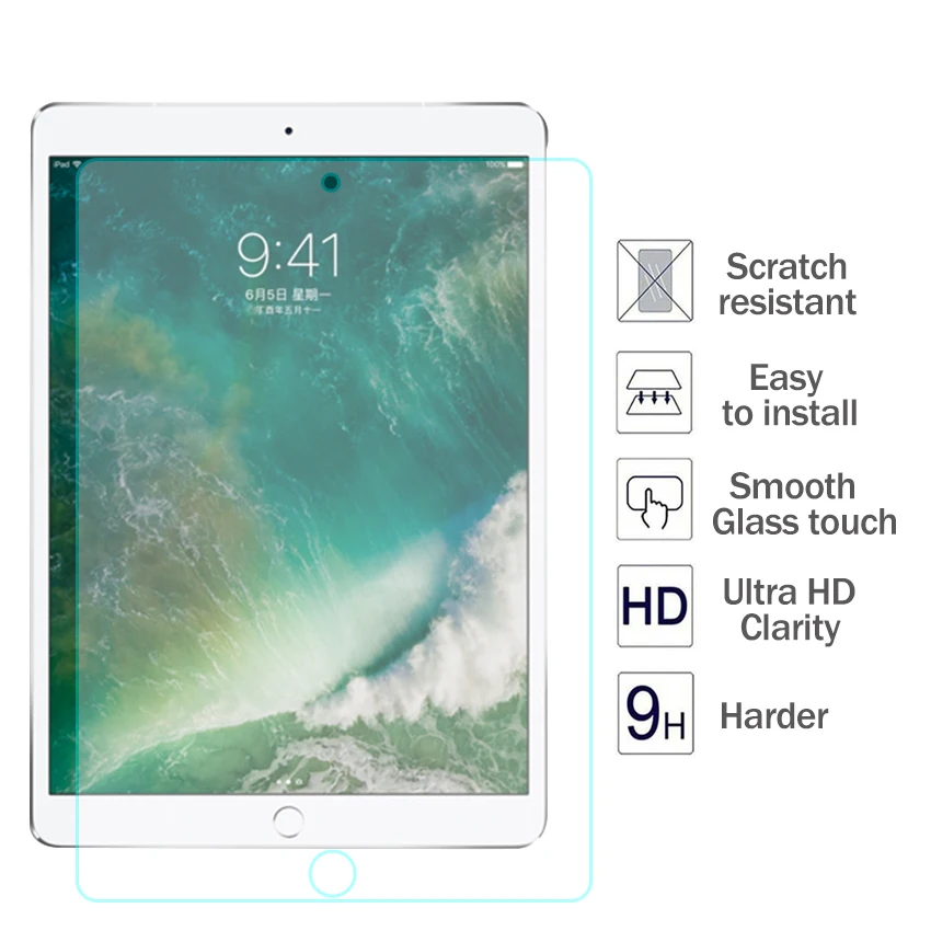 9 H закаленное Стекло для Apple iPad Pro 10,5 2017 Экран протектор фильм 0,3 мм стороны крышки для iPad Pro 10,5 "взрывозащищенные Стекло