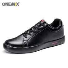 Новинка года; Мужская обувь Onemix; кроссовки; повседневная мягкая кожаная обувь для скейтборда; Легкая спортивная обувь черного цвета
