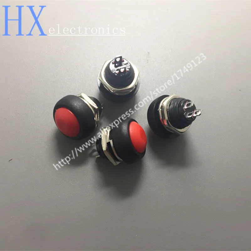 

Free shipping 5PCS Red mini non locking push button switch PBS-33B waterproof switch 12mm reset button switch