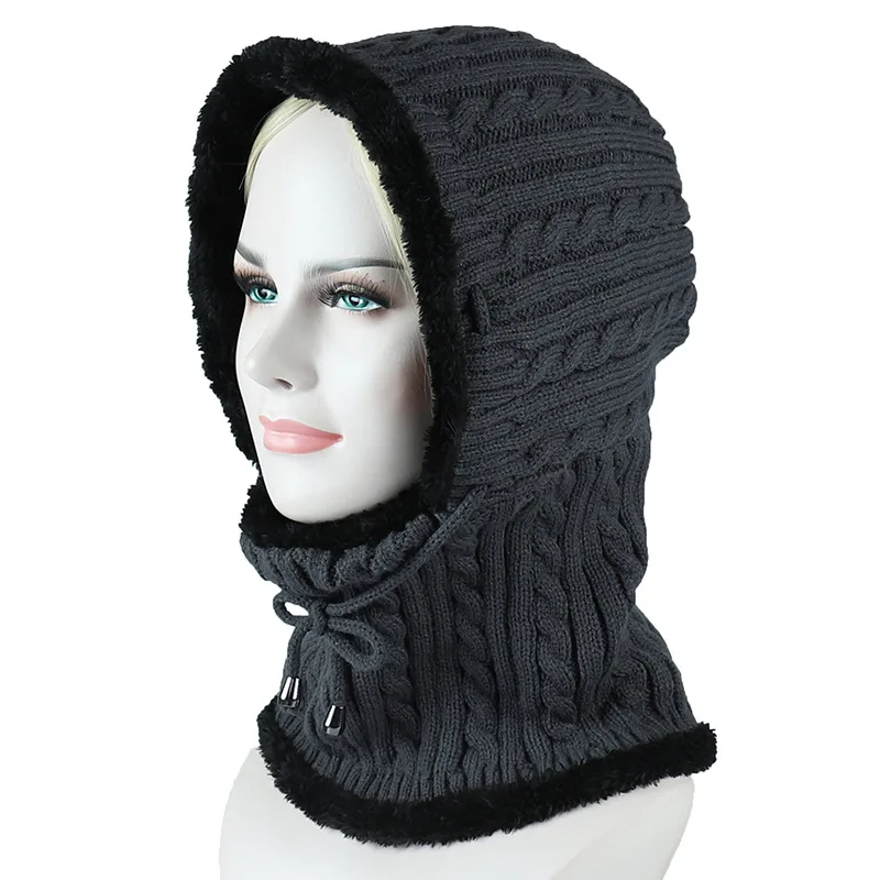Новая сиамская шапка шарф Набор для женщин зима мужчин шапочка вязаная вельветовые шарфы унисекс лыжный кепки открытый теплый Skullies