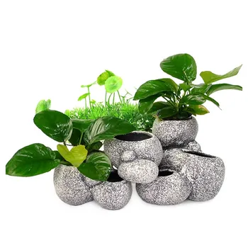 

New Multi-function Aquarium Stone Decoration Plant Bonsai Fish Tank Ornament Stone Pot For Plant Bonsai Shelter Breeder Filter