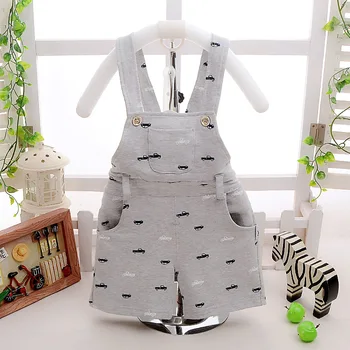 

Summer Cotton Baby Car Print Infant Kids Overalls Casual Boys Shorts roupas de bebe
