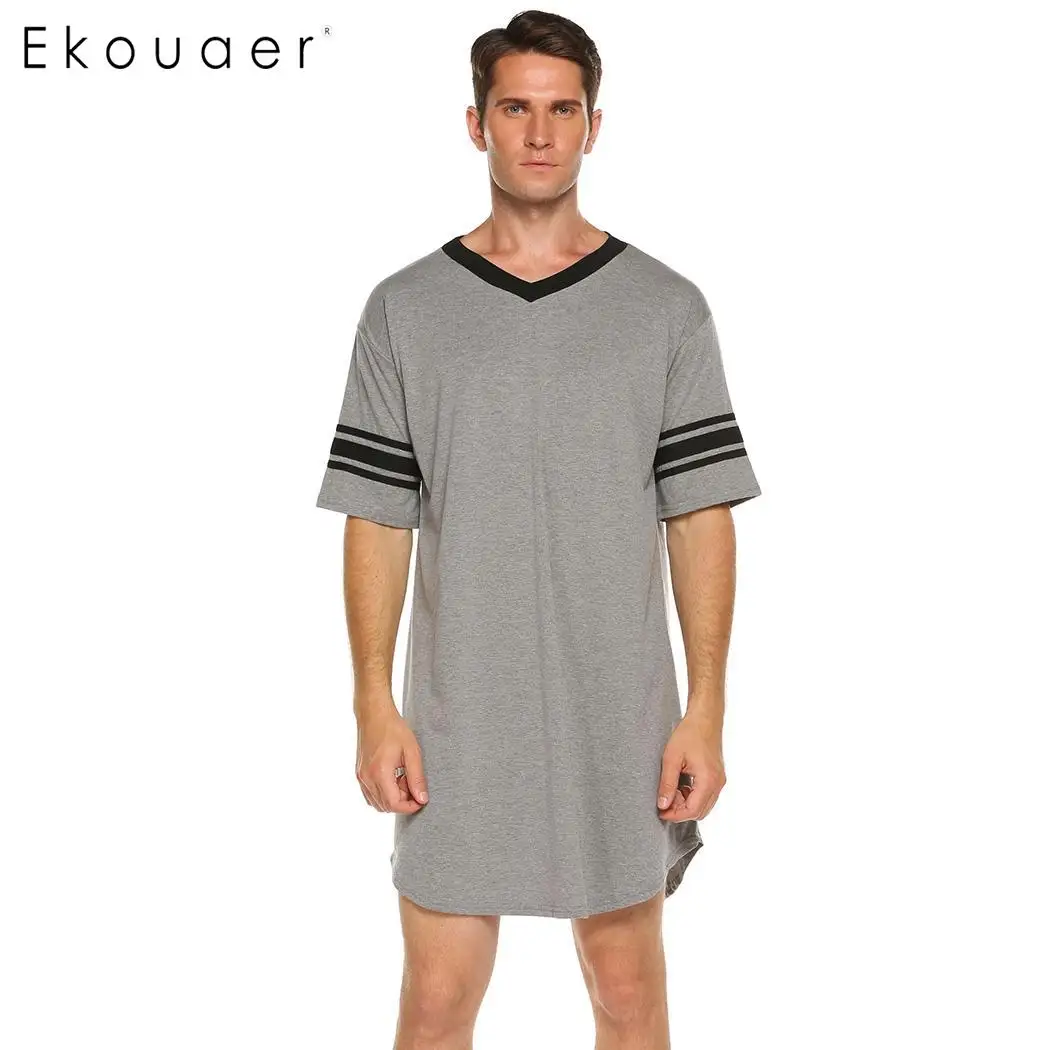 Пижама Ekouaer с коротким рукавом, мягкая удобная длинная мужская рубашка