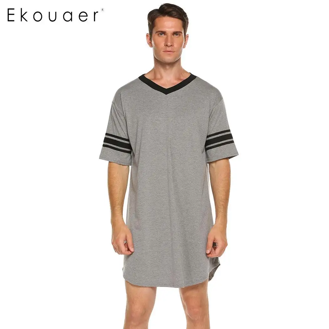 Ekouaer ночное белье с коротким рукавом мягкая удобная длинная мужская