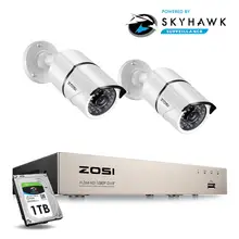 ZOSI 2CH домашняя система видеонаблюдения 4CH DVR комплект HD 1080P система видеонаблюдения 2шт 2MP камера наружного видеонаблюдения комплект домашней безопасности