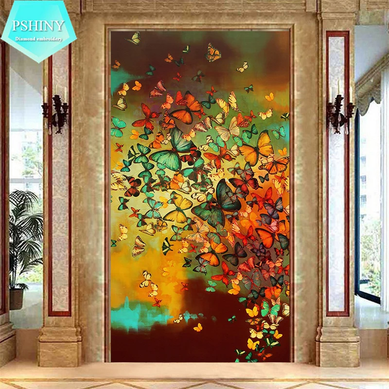 

PSHINY 5D DIY Diamond embroidery Color Butterfly Animals Picture Full Round rhinestone mosaic kit Diamond Painting cross stich