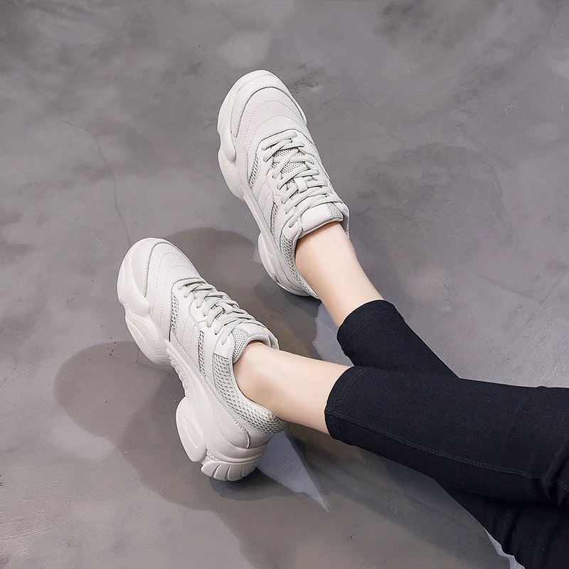 JINBEILEE Sports Shoes Female 2019 Spring New Korean Version of The Wild New Net Red Shoes Thick Bottom Casual Walking Shoes