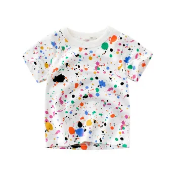 

Baby boys new designed polka dot summer t shirts kids hot selling short sleeves clothing girls top quality 2-8T t shirt boys