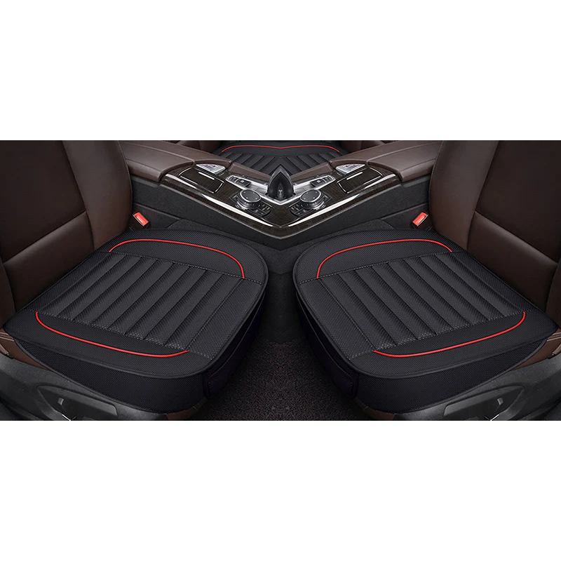 Automobiles Seat Cover Auto Accessories PU Leather Interior Car Seat Cover Four Seasons Universal Protector Storage Seat Cushion - Название цвета: Black front 2pcs