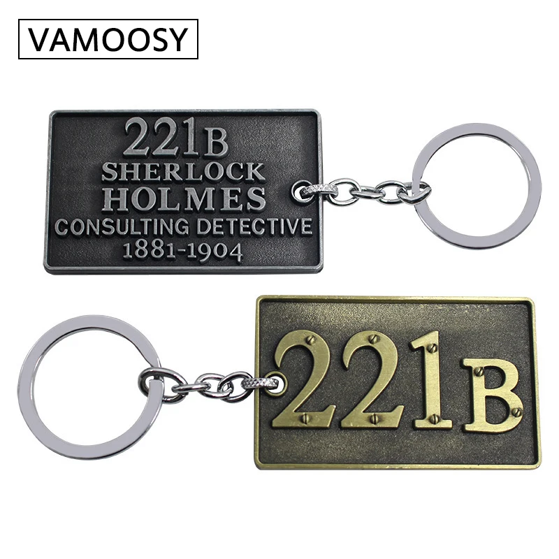 

VAMOOSY TV Series Sherlock Holmes 221B baker street door Benedict Keychain Alloy Key Chain Fans Gift Sherlock Holmes Keychain