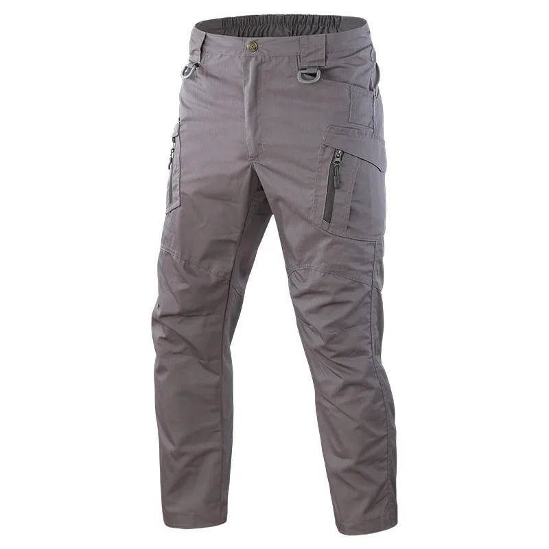 IX9 город тактические брюки карго мужские военные спецназ армии военные брюки хлопок много карманов стрейч гибкие мужские брюки размер S-5XL - Цвет: Серый