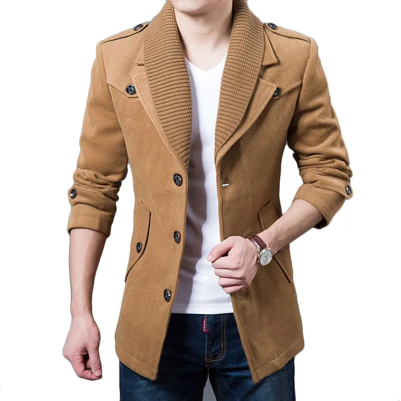 Winter Mens Pea Coat 2016 New Fashion Design Black Khaki ...