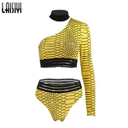 LAISIYI Лето 2 шт. короткий набор для женщин с открытыми плечами укороченный топ клетчатые шорты желтый с прорезями, бохо спортивный костюм