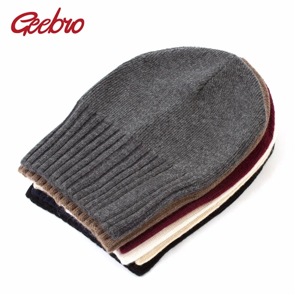 

Geebro Women's Knitted Beanies Winter Warm Wool Solid Color Knitted Hat For Women Ladies Cashmere Knitting Beanies Hats DQ142