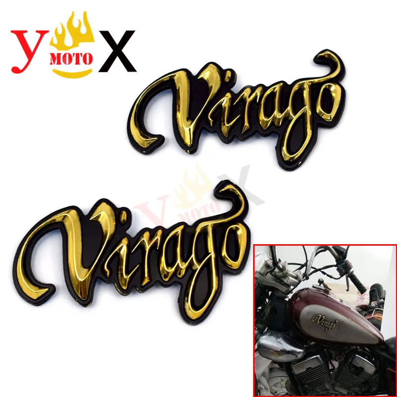 Motorrad Tank Pads 2X Motorrad 3D Kraftstoffgasbehälter Goldene Aufkleber Abzeichen Emblem Aufkleber Für Yamaha Virago XV125 250 VX250 400 VX400 535 700 Color : 1 Pair 