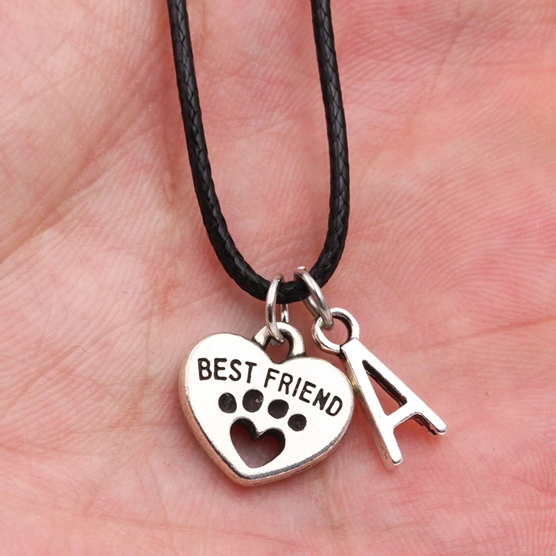 

2019 New A-Z Letter Dog is Best Friend DIY Handmade Pendant Leather Necklace For Men Women Fashion Jewelry Couple Gift