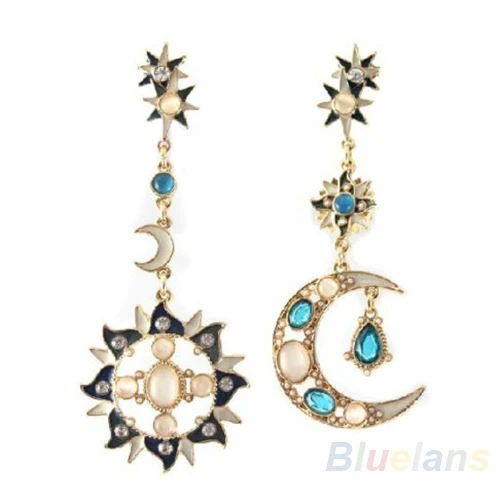 New Style Fashion Star Sun Moon Rhinestone Crystal Stud Dangle New Style Fashion Star Sun Moon Rhinestone Crystal Stud Dangle Pretty Earrings For Women 0283