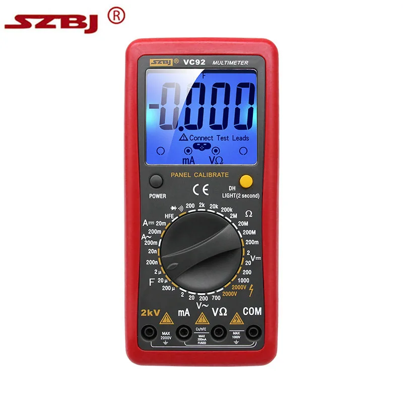 SZBJ VC92 LCD Digital Multimeter AC/DC Voltage Measurement 2KV High