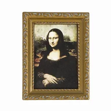 Foto enmarcada dorada Vintage de la casa de muñecas Mona Lisa 1/12 3,2 